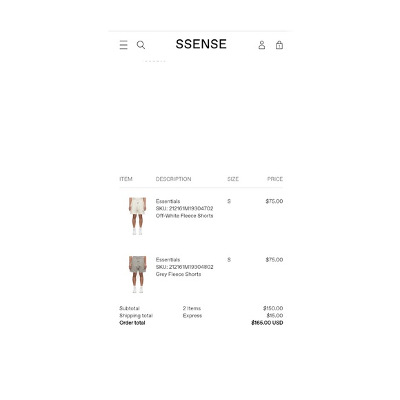 SOLD….NWOT Essentials Fear of God Shorts (off-white) Unisex Size S - Picture 7 of 10